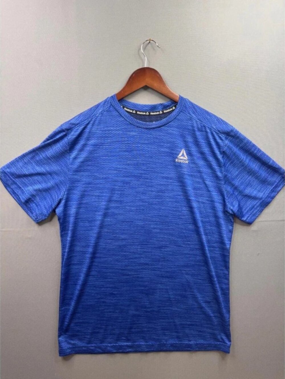 Reebok T-Shirt Mens Blue Space Dye Performance Mesh Athletic Top Size M